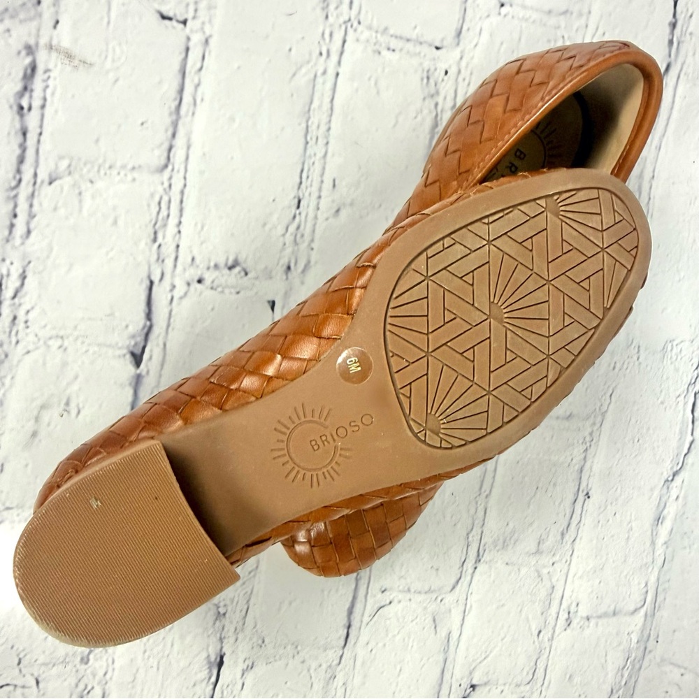 Brioso Mera Woven Leather Block Pumps intrecciato 6 Cinnamon Brown $140 - Picture 8 of 8